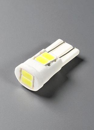 Led лампа t10 w5w ceramic: 6 smd 5730, 6000k, 125 lm, защита от перегрева