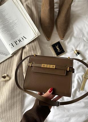 Saint laurent manhattan mini leather shoulder bag brown