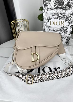 Сумочка dior сідло – в еко шкірі бежевий гладкий