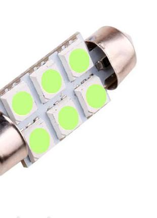 Автолампа fs-5050-6smd 36mm 12v (аналог лампи c5w) зеленая