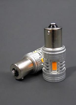 Led лампа gs с кулером py21w 12-16v canbus жёлтая 28w 2800lm 7035smd