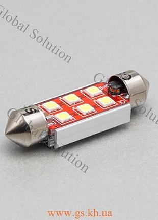 Автолампа gs fs-3030-6 smd 39mm 12-24v canbus white
