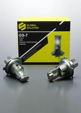 Светодиодная лампа gs 7 h4 h/l 24v 16w 5000lm 6500k для автомобильных фар