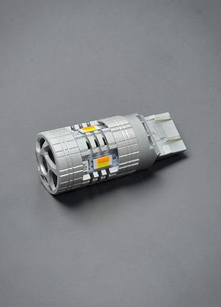 Led лампа gs 7443 (w21/5w) csp7035 4smd super canbus біло-жовта (двоколірна)