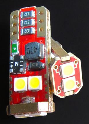 Автолампа світлодіодна gs t10 3030 6smd 10–40v canbus w5w біла