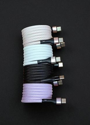 Магнитный кабель gs 60w (type c- type c) 2м самоскручивающийся пружина