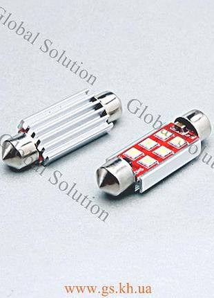 Автолампа gs fs-3030-6 smd 12-24v 41mm canbus white