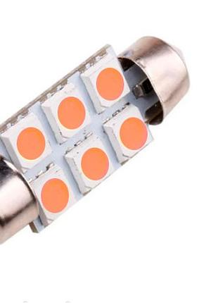 Автолампа fs-5050-6smd 36mm 12v (аналог лампи c5w) красная