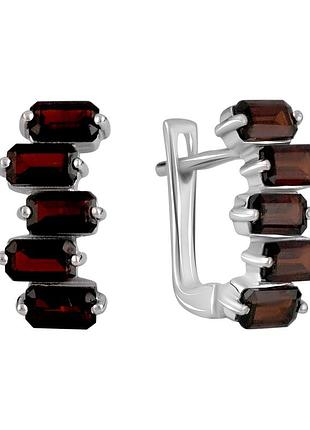 Срібні сережки proba з натуральним гранатом 3.292ct (2110163)