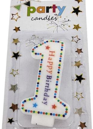 Свічка-цифра для торта "happy birthday" крапочки - 1