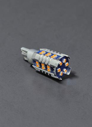 Led лампа t15 w16w 12-24v 30smd philips driver canbus жёлтая (amber)