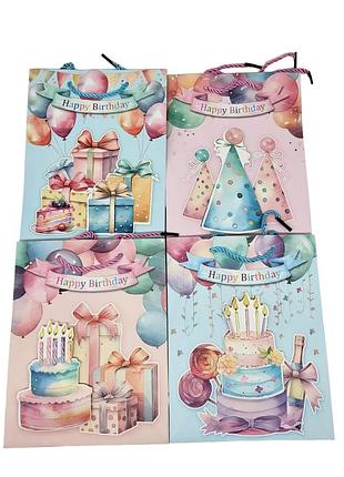 Пакет подарунковий "happy birthday" s 12 шт.