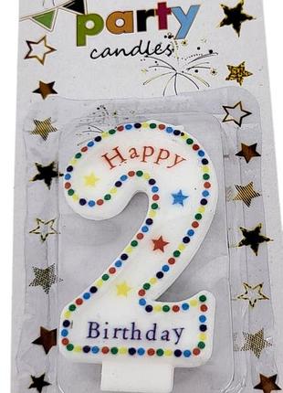 Свічка-цифра для торта "happy birthday" крапочки - 2