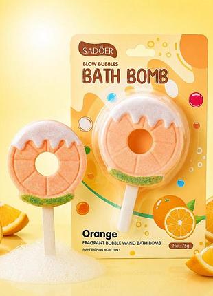 Бомбочка для ванны sadoer "orange" с ароматом апельсина в форме мороженого, 82 г.