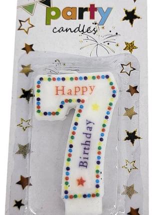 Свічка-цифра для торта "happy birthday" крапочки - 7