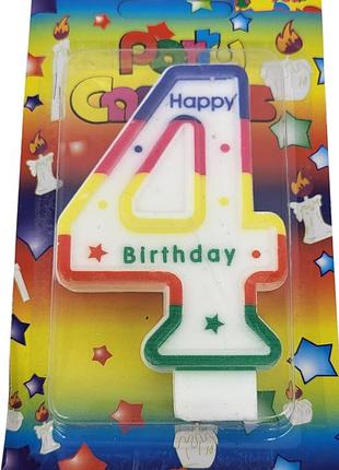 Свічка-цифра для торта "happy birthday" веселка - 4