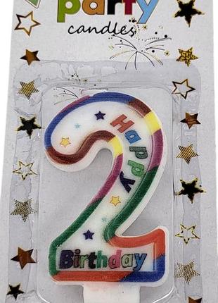 Свічка-цифра для торта "happy birthday" зірочки - 2