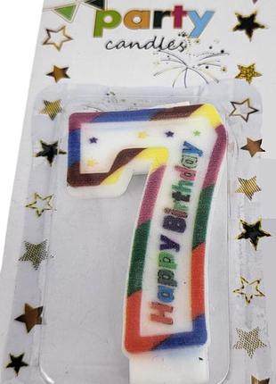 Свічка-цифра для торта "happy birthday" зірочки - 7