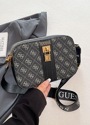 Жіноча сумка guess крос-боді чорна | брендова сумочка гесс на плече 22х15 см