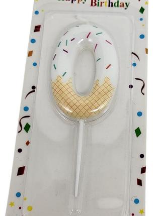 Свічка-цифра для торта "морозиво" біла - 0