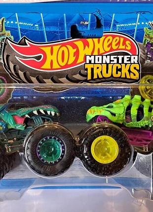 Hot wheels monster trucks 1:64 mega wrex vs skelesaurus jlv73 хот-вілс монстер трак мега врекс скелезавр