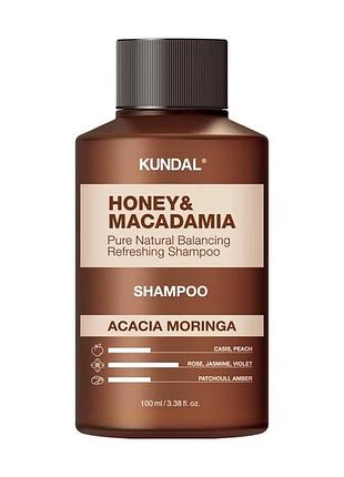 Шампунь восстанавливающий "акация & моринга" kundal honey & macadamia nature shampoo acacia moringa 100ml
