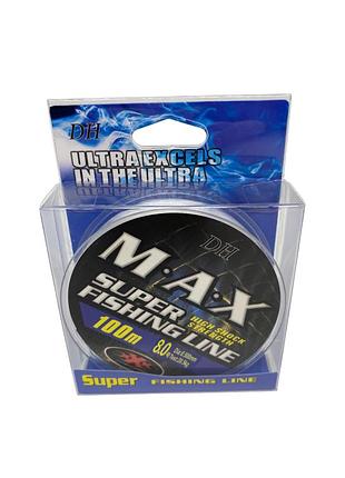 Леска "max" 100м нейлон серебряная, тест 20,5кг 0,50мм