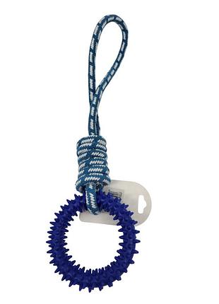 Игрушка для собак "канат с кольцом резиновым" микс tpr 32*9*2см 75г