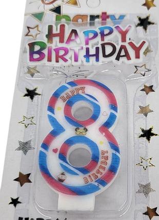 Свічка-цифра для торта "happy birthday" з топером - 8