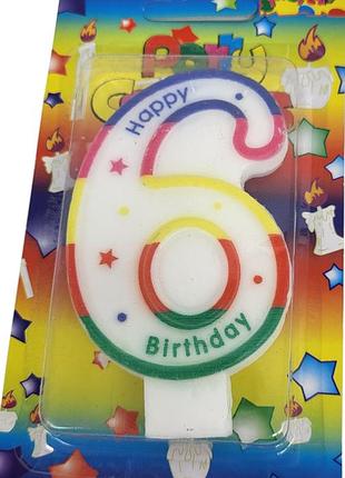 Свічка-цифра для торта "happy birthday" веселка - 6