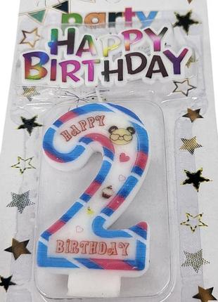 Свічка-цифра для торта "happy birthday" з топером - 2