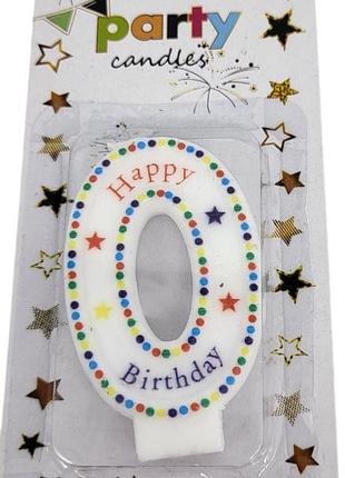 Свічка-цифра для торта "happy birthday" крапочки - 0