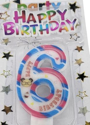 Свічка-цифра для торта "happy birthday" з топером - 6