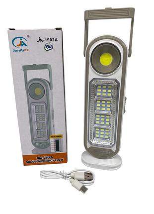Ліхтар кемпінговий led з сонячною панеллю, 10w, type-c, 3 режими