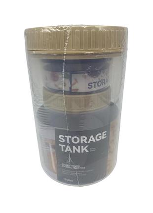 Набор емкостей д/сипучик 3пр круглых "storage tank" пластик (1.7л+0.6л+0.3л)