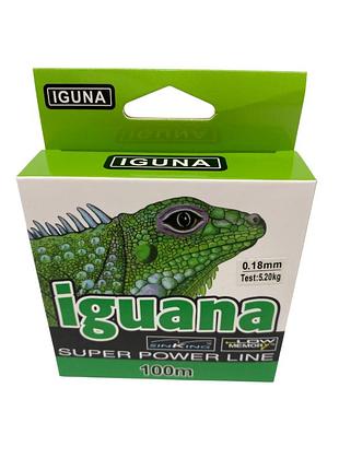 Леска "iguana" 100м нейлон, тест 5,2кг 0,18мм