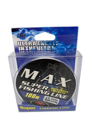 Леска "max" 100м нейлон серебряная, тест 10,5кг 0,32мм