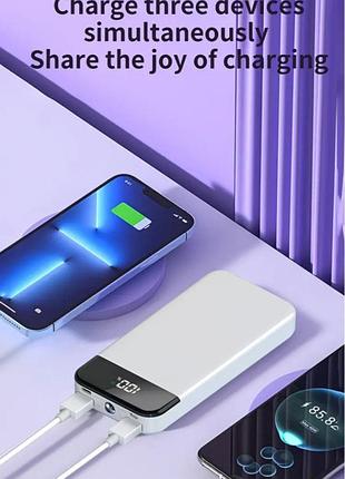 Повербанк power bank на 20000 мач с led-дисплеем и фонариком, двойным входом и выходом; аварийный источник питания