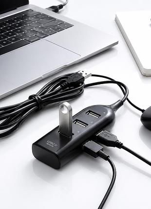 Usb хаб разветвитель на 4 порта usb 2.0 с кабелем 40 см черный для ноутбука пк macbook