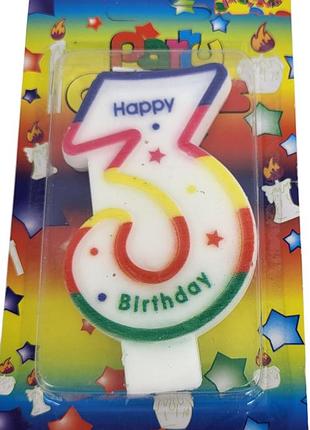 Свічка-цифра для торта "happy birthday" веселка - 3