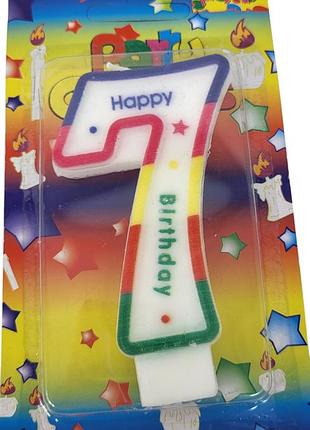 Свічка-цифра для торта "happy birthday" веселка - 7