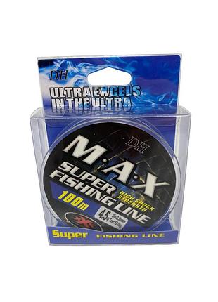 Леска "max" 100м нейлон серебряная, тест 8,60кг 0,30мм