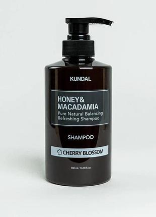 Шампунь восстанавливающий "вишневый цвет" kundal honey & macadamia nature shampoo cherry blossom 500ml