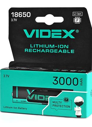 Акумулятор videx літій-іонний 18650-p (захист) 3000 mah color box/1шт ft