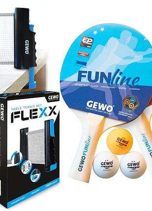 Набор для настольного тенниса gewo double-fun + сетка flexx (103360000)