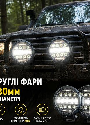 Led фара (2шт) 90w четкая световая граница! дальный свет + габарит дхо 12-24v (16х18х6см)