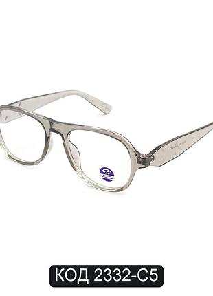 Мужские компьютерные очки-нулëвки wayfarer серого цвета, ободковая оправа 2332-c5