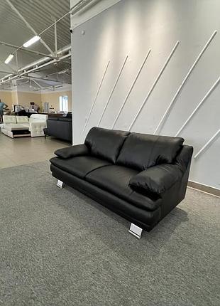 Диван нераскладной двойка кожаный черный мягкий italysofa.