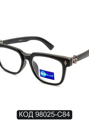Мужские компьютерные очки-нулевки wayfarer черные ободковые 98025-c84