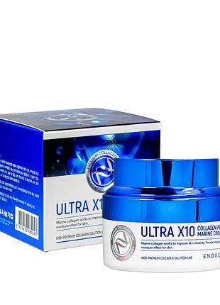 Зволожуючий крем для обличчя enough ultra x10 collagen pro marine з колагеном 50 мл